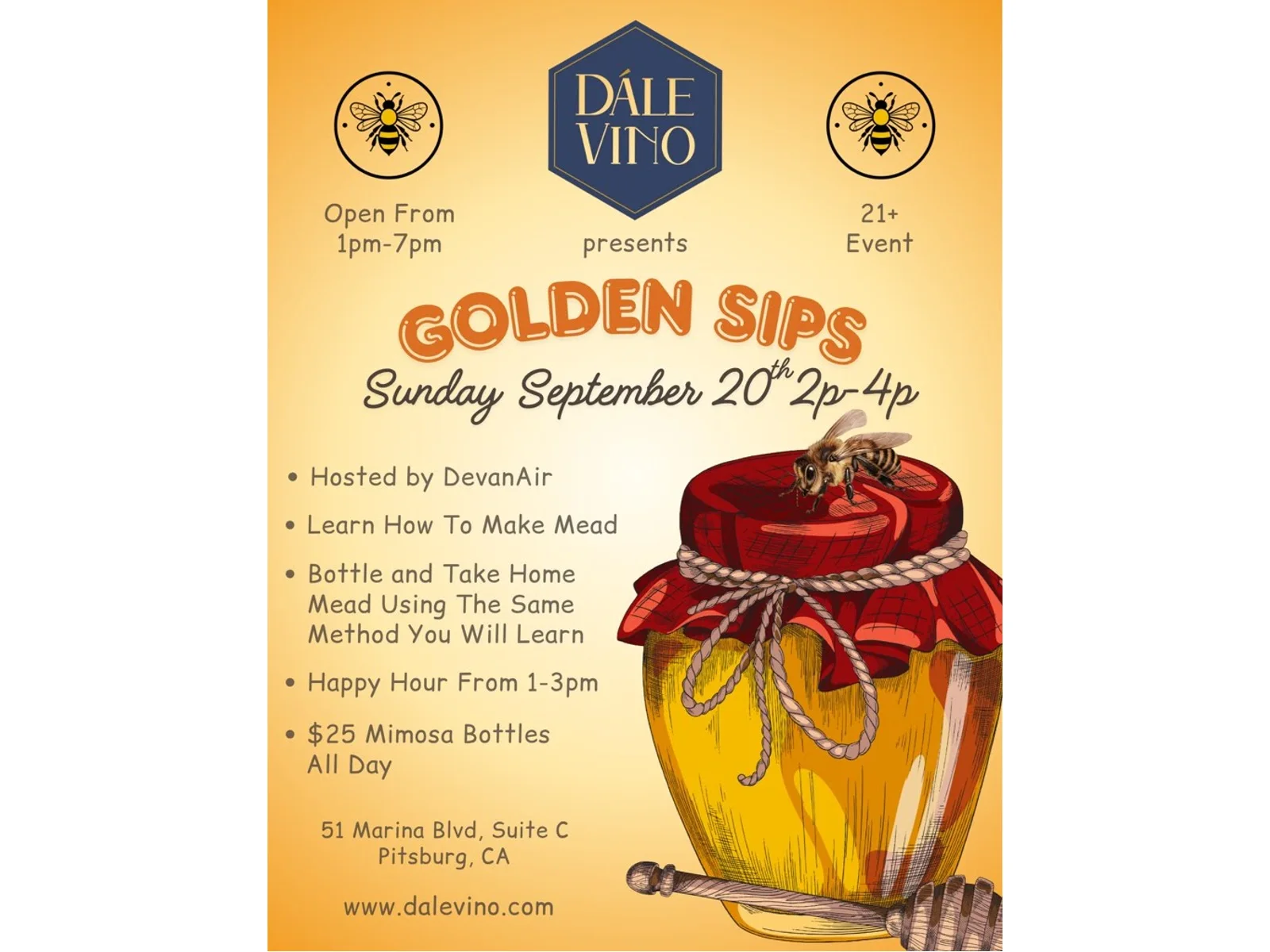 Golden Sips mead-making event artwork