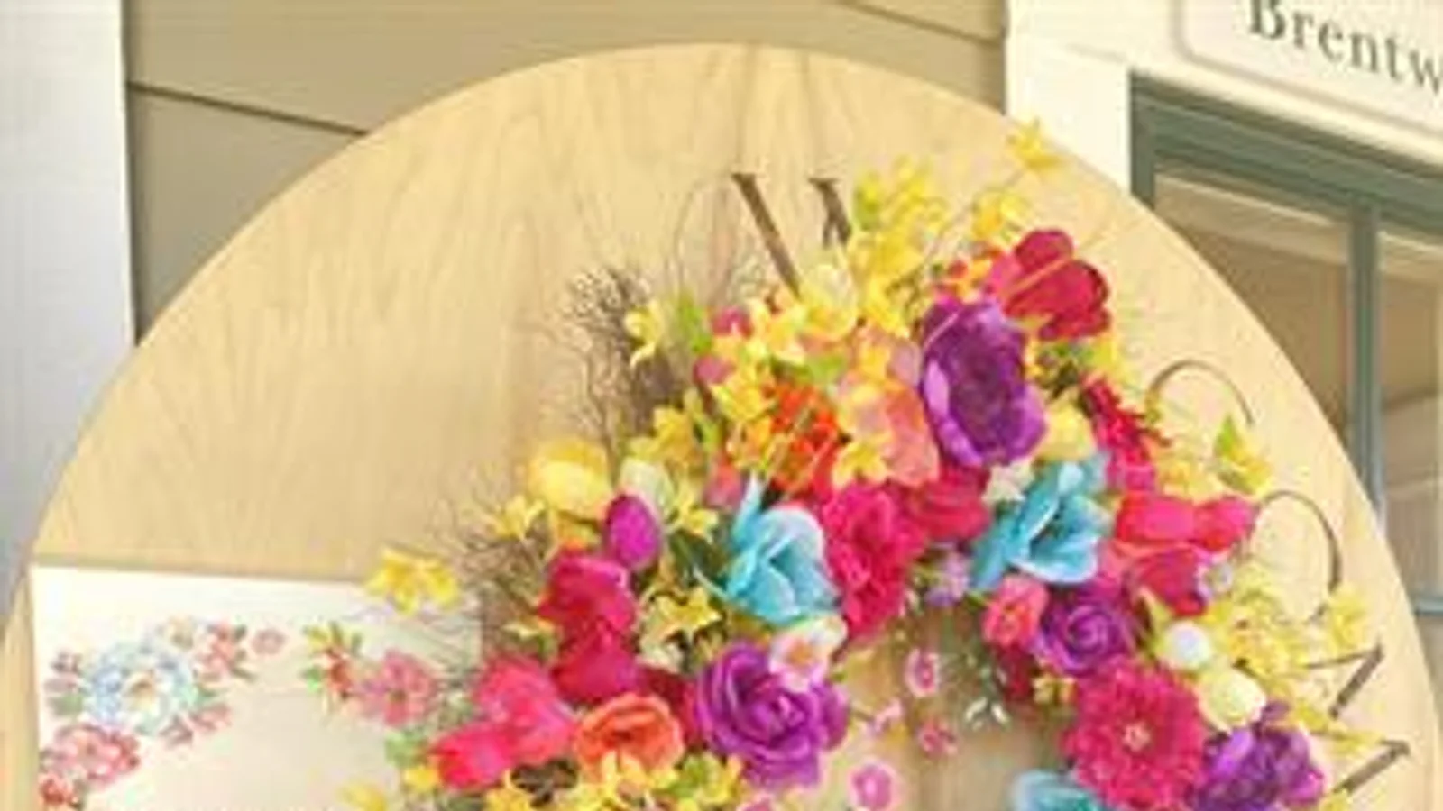 A handmade floral display from a vendor at The Red Door market