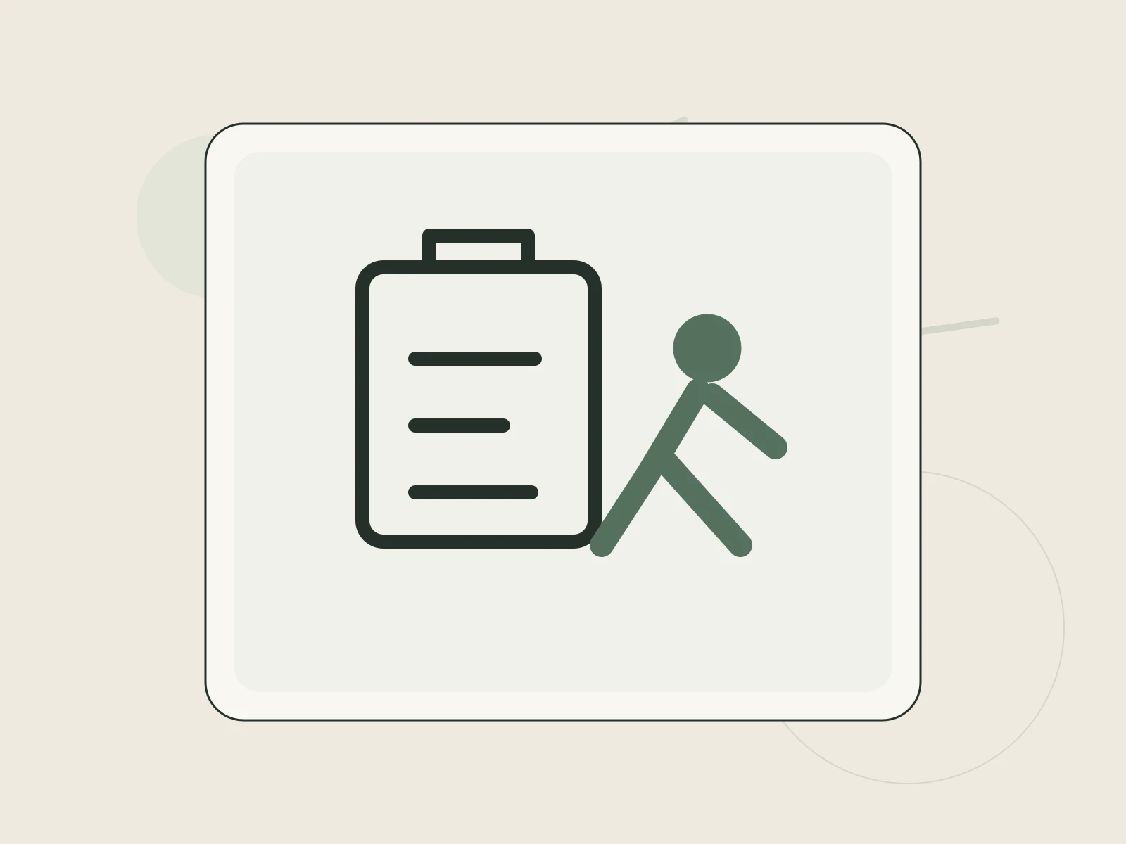 A recreation registration clipboard with an active movement figure