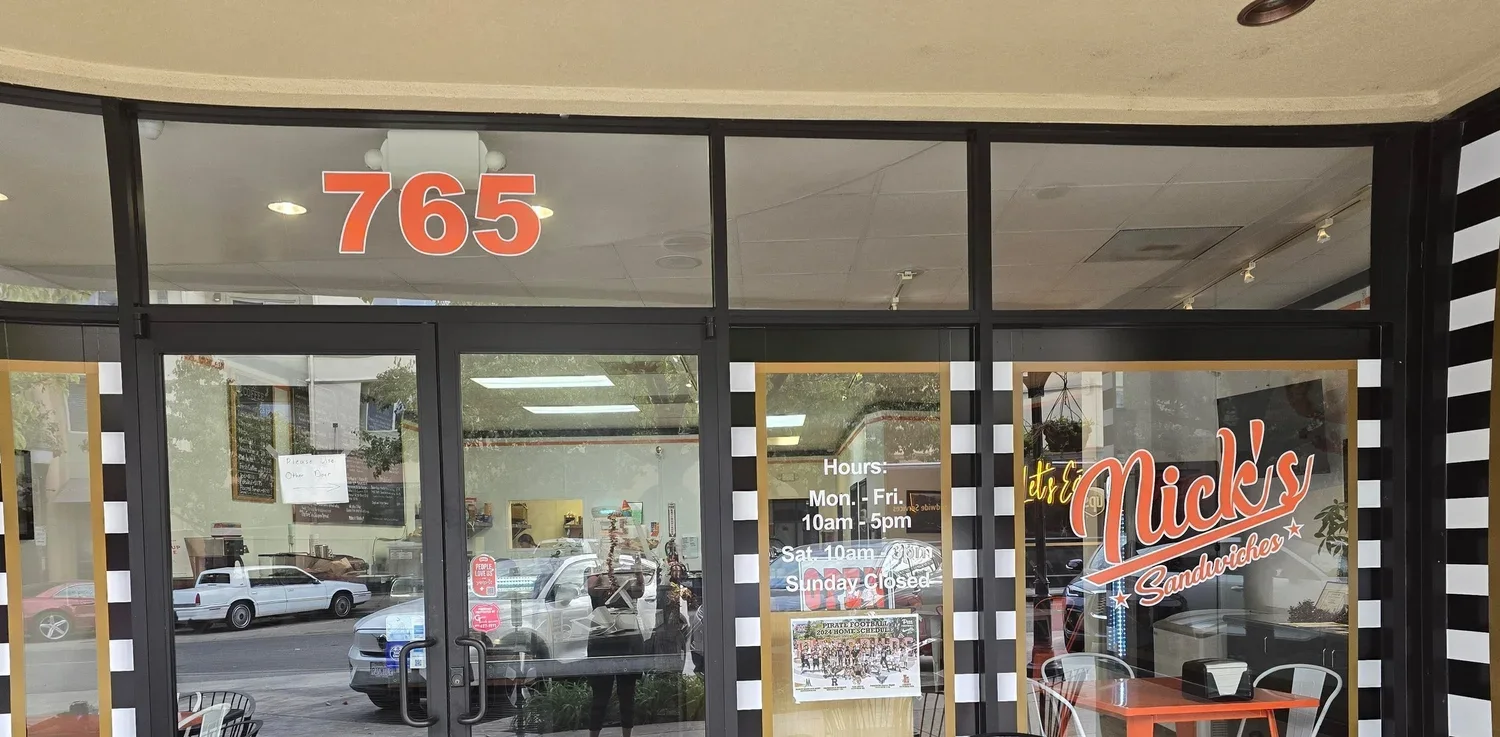 Nick's Sandwiches storefront on Railroad Avenue in Pittsburg